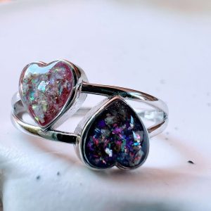 Double Heart Memorial Ring